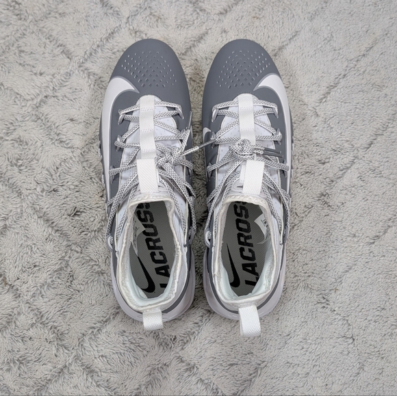 Nike Alpha Huarache 6 Elite LAX White Gray Lacrosse Cleats Mens Sz 12 880409-102 main image 4